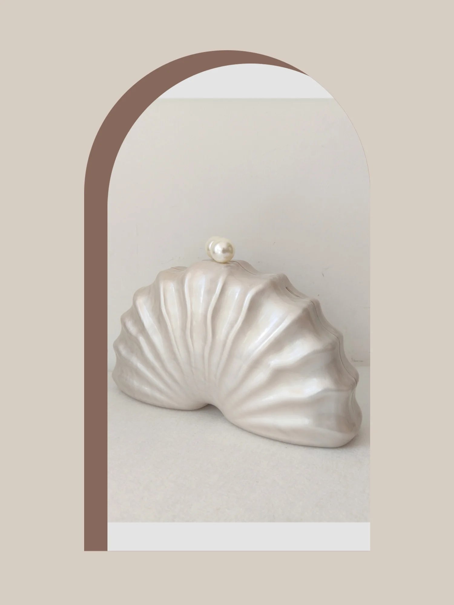 Original Acrylic Beaded Clutch | Half-Moon Shell Shoulder Bag Luxegan