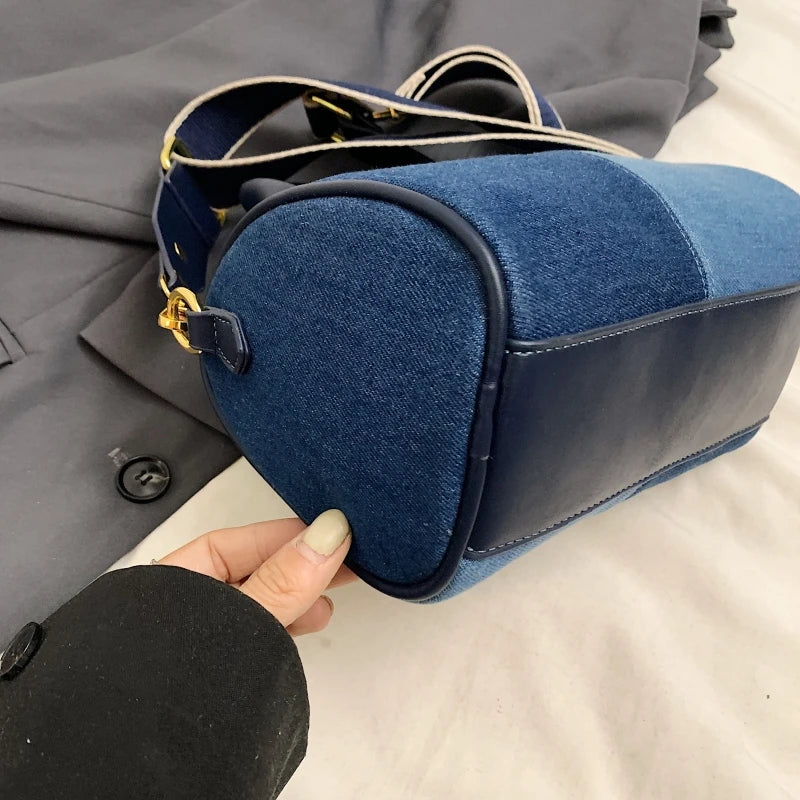 Patchwork Colorblock Mini Handbag | Denim Shoulder & Crossbody Bag Luxegan