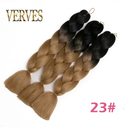 Synthetic Jumbo Braid Kanekalon Braiding Hair 24in | Ombre & Solid Colors | 100g
