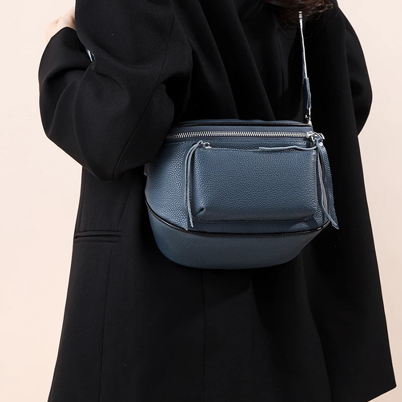 Genuine Leather Saddle Bag | Casual Cowhide Shoulder & Crossbody Bag Luxegan