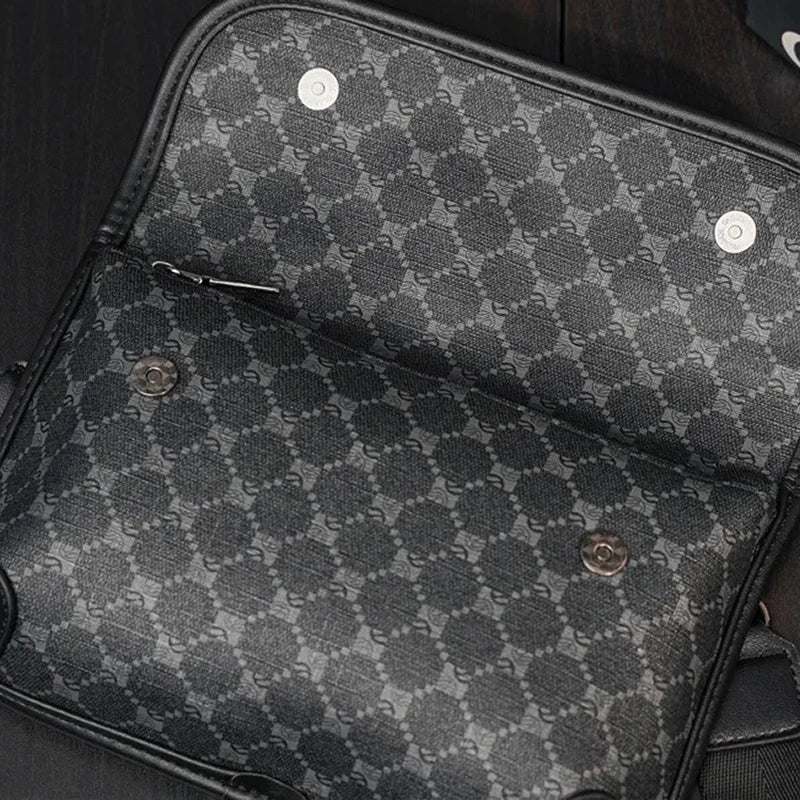 Premium Plaid Phone Waist Bag for Men | Fashion Unisex Crossbody Chest Pack | Luxury PU Leather Casual Messenger Bag | Small Male Sling Bag & Satchel Fanny Pack with Hasp Closure Luxegan