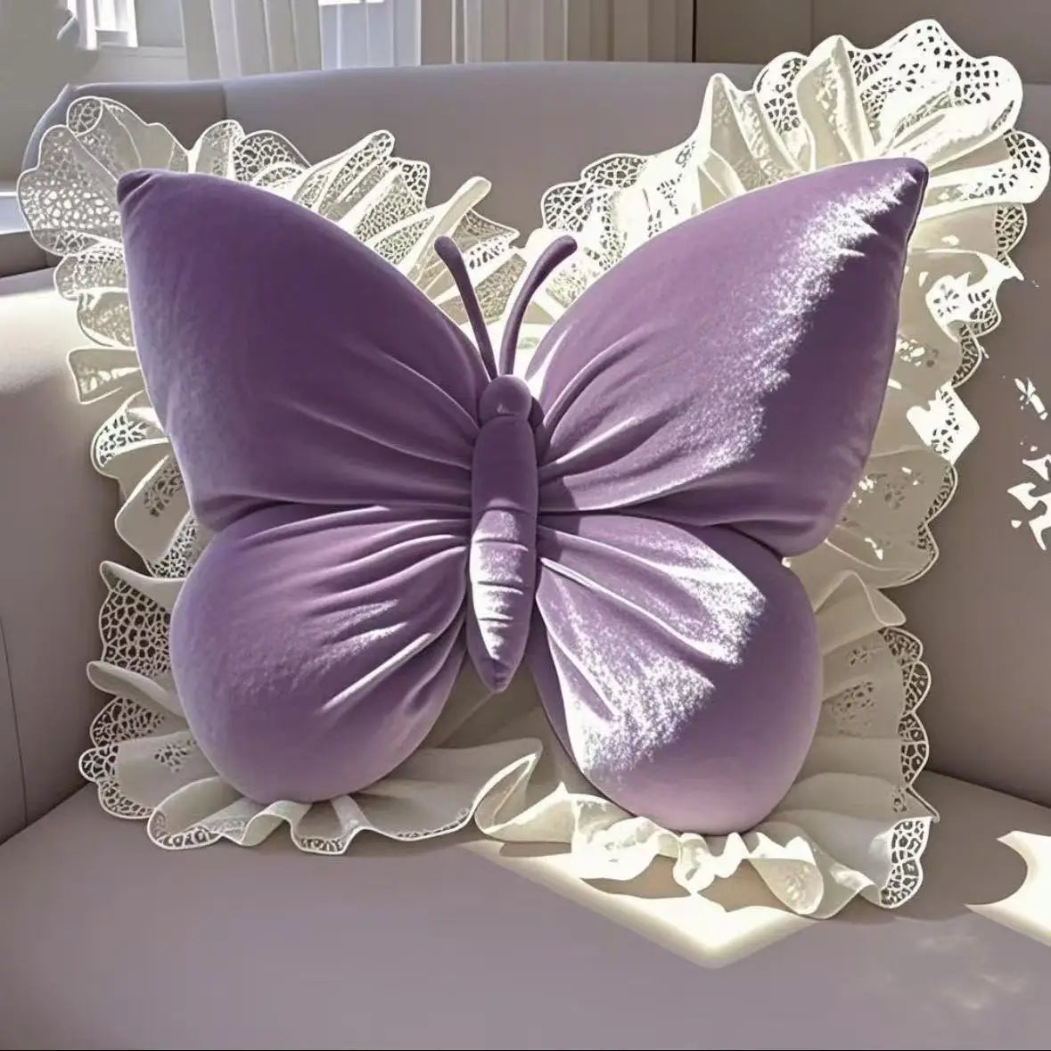 Princess Butterfly Bow Support Cushion | Sophisticated "Grade A" Butterfly Silhouette | Elegant Bedroom & Car Sofa Decorative Pillow | "Dignified" High-Performance Body & Travel Essential for Radiant Versatile Styling Luxegan