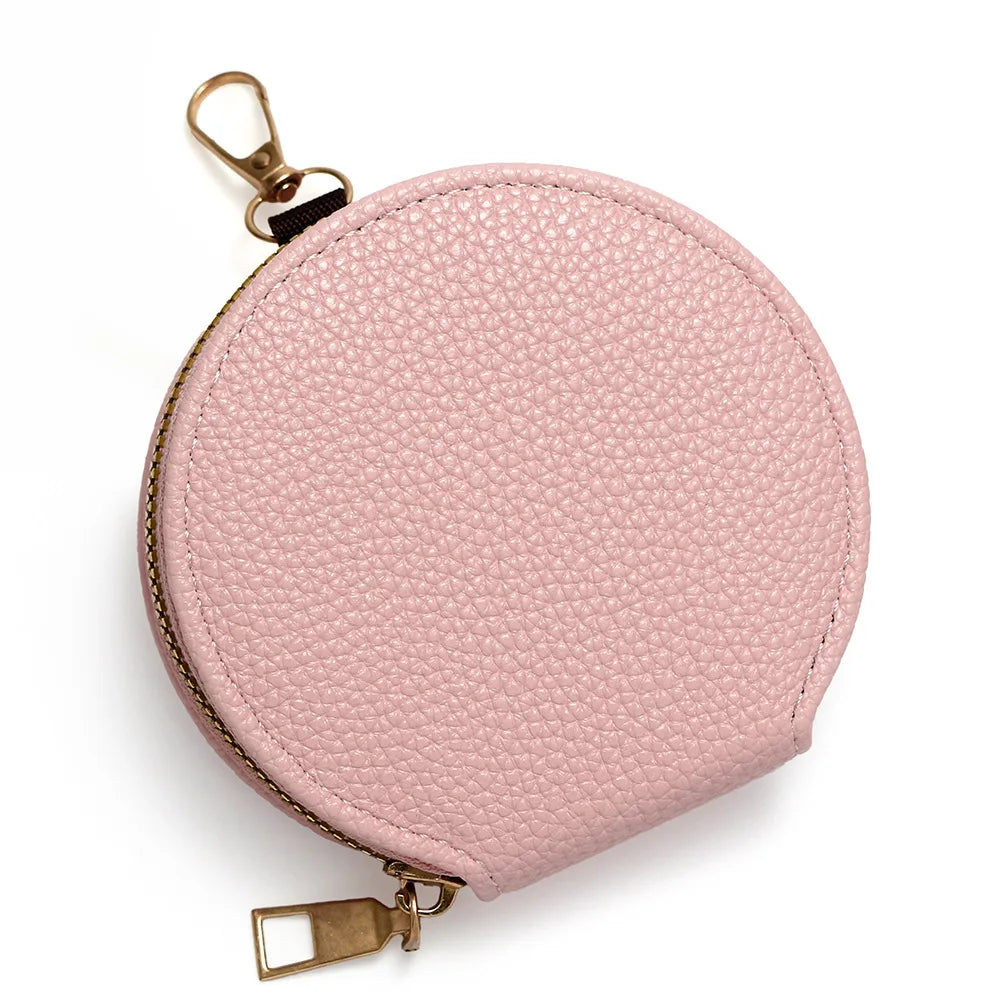 Fashion Candy Color Circular Zipper Coin Purse | Small PU Wallet, Headphone & Key Bag, Student Card Holder (Unisex) Luxegan