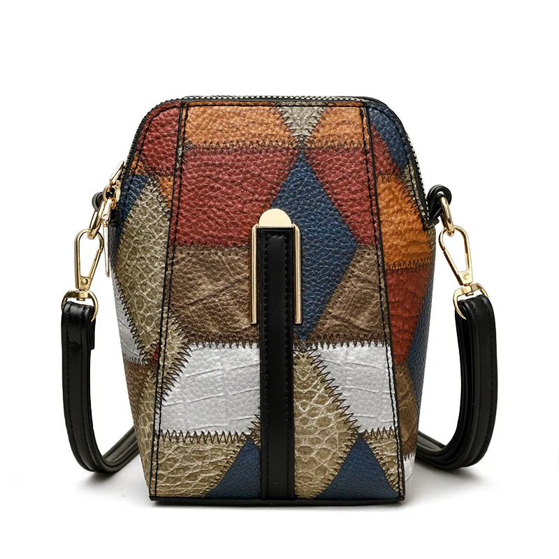PU Leather Patchwork Shell Bag | Luxury Designer Small Crossbody Phone Purse Luxegan