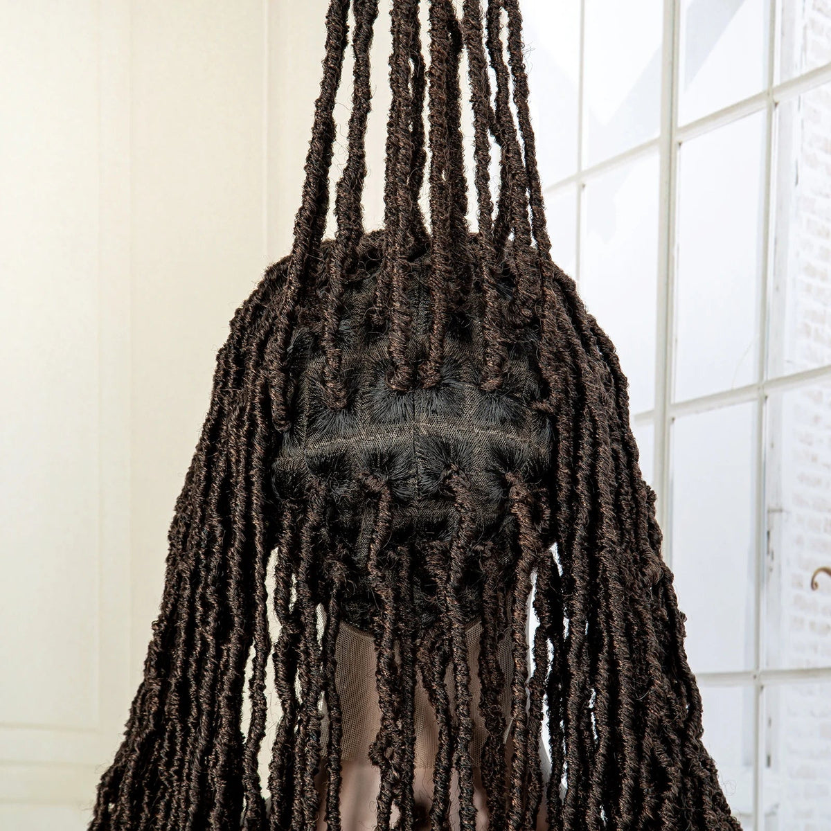 Super Long 36 Inches Synthetic Full Lace Dreadlock Box Braided Wigs for Afro Black Women Black Knotless Braiding Wigs Luxegan