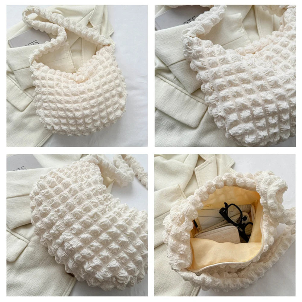 Soft Quilted Canvas Tote | Pleated Crossbody & Underarm Bag Luxegan