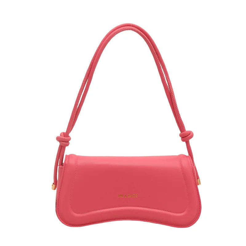 Fashion Ladies Small PU Leather Underarm Bag | Solid Color Top-Handle Purse | Women's Shoulder Crossbody Saddle Handbag Luxegan