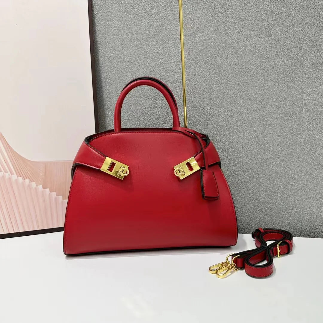 Luxury Designer Shell Messenger Bag | Sophisticated "Bowling Style" Silhouette | New Fashion Large Capacity Shoulder Bag | "Dignified" High-Performance PU Leather Essential for Radiant Versatile Styling Luxegan
