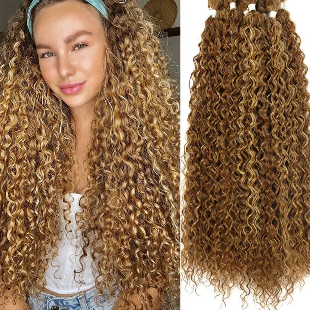 Synthetic Water Wave Hair Bundles | 28–32 Inch Curly Extensions Luxegan