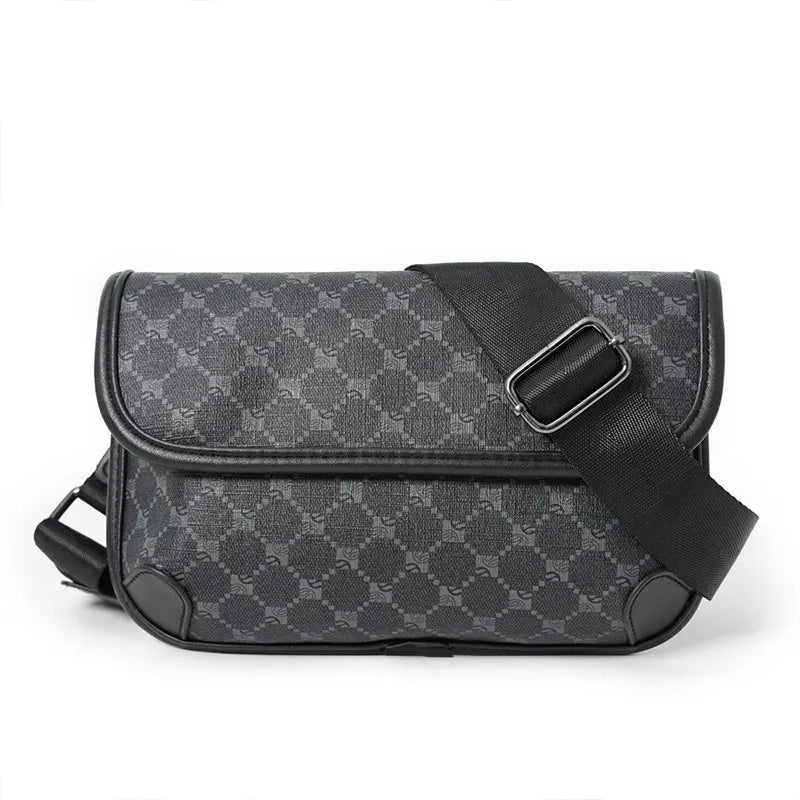 Premium Plaid Phone Waist Bag for Men | Fashion Unisex Crossbody Chest Pack | Luxury PU Leather Casual Messenger Bag | Small Male Sling Bag & Satchel Fanny Pack with Hasp Closure Luxegan