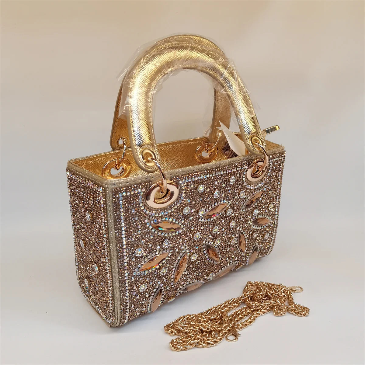 Soft Rhinestone Embellished Evening Bag | Fashion Chain Clutch Luxegan