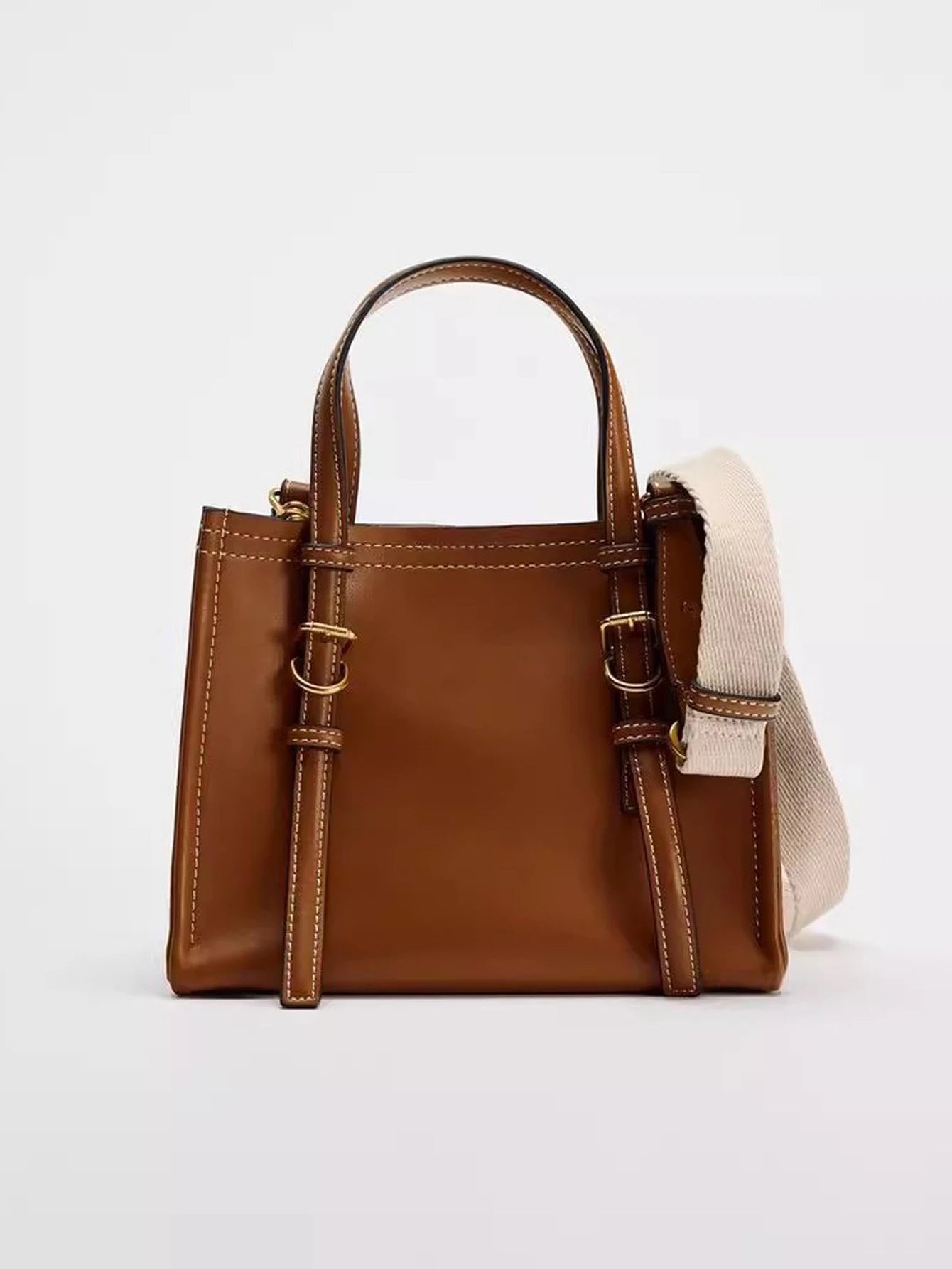 Cross-Border Autumn Brown & Yellow Handbag | Versatile Unisex Square Shoulder Bag | Trendy PU Leather Crossbody for Work, Commuting, & Leisure (Model 1430) Luxegan