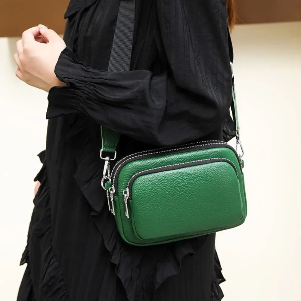 100% Genuine Leather Shoulder Bag | Sophisticated First Layer Cowhide Rectangle Bag | Elegant Luxury Designer Handbag | "Dignified" Soft Cow Leather Messenger for Daily Matching Luxegan