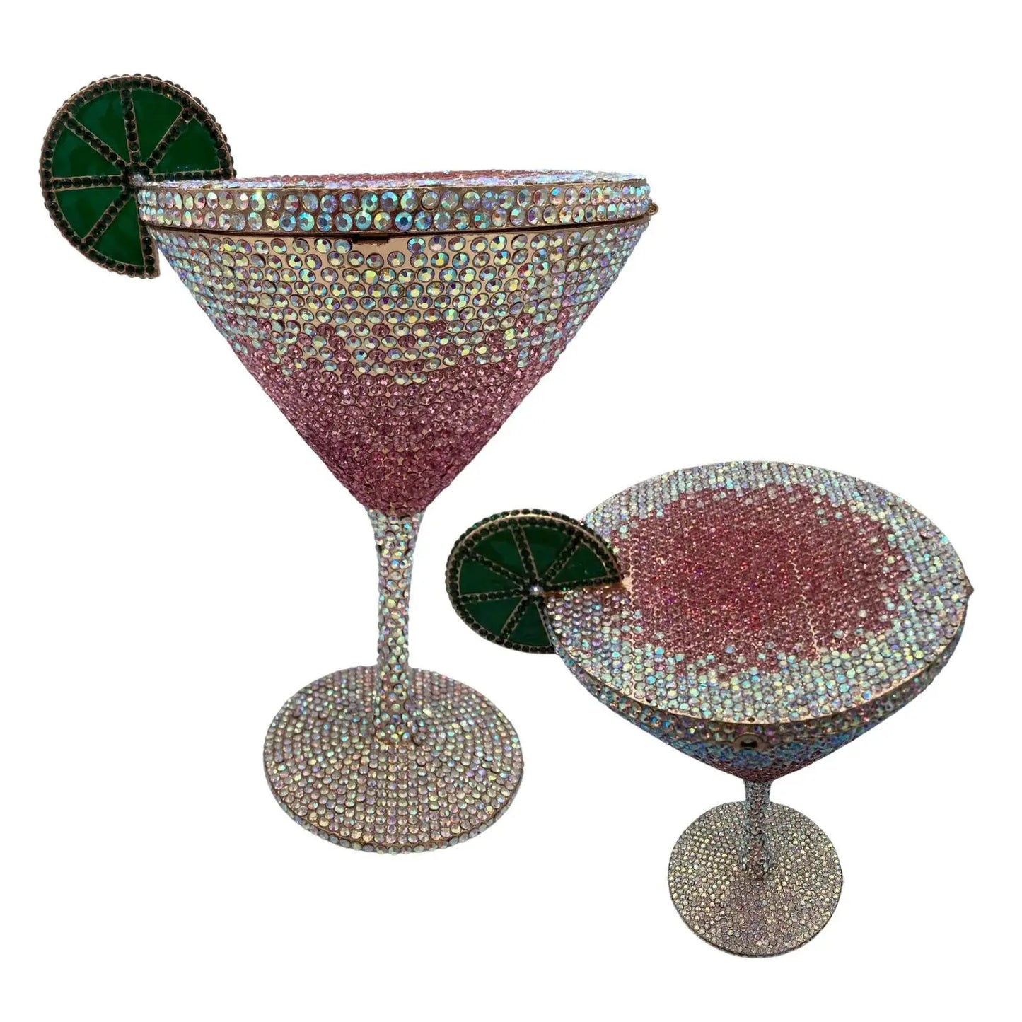 Jewels Martini-Glass Evening Purse | Sophisticated Diamond-Encrusted Bridal Handbag | Elegant Crystal Dinner Clutch | "Dignified" Rhinestone-Detailed Minaudière for High-Fashion Party Styling Luxegan