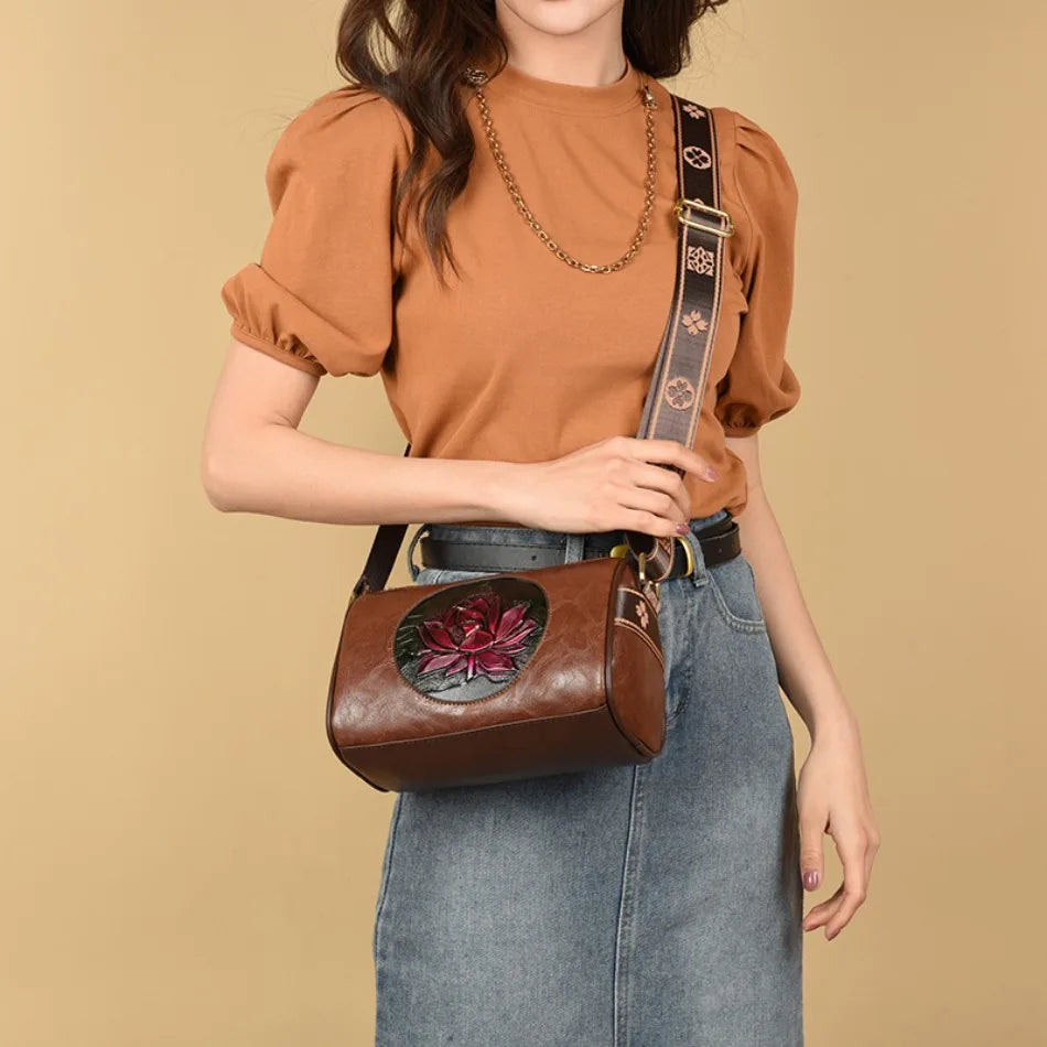Soft Leather Print Crossbody Tote | Fashionable Flap Shoulder Bag Luxegan