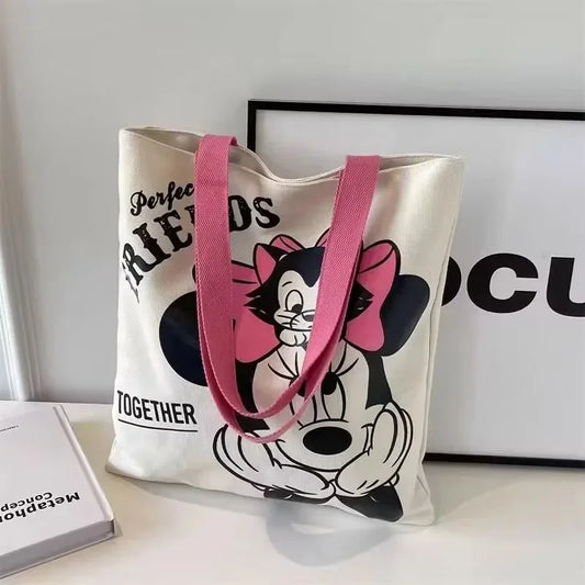 Disney Mickey and Minnie Canvas Bag | Large Capacity Shoulder Bag & Mommy Bag Luxegan