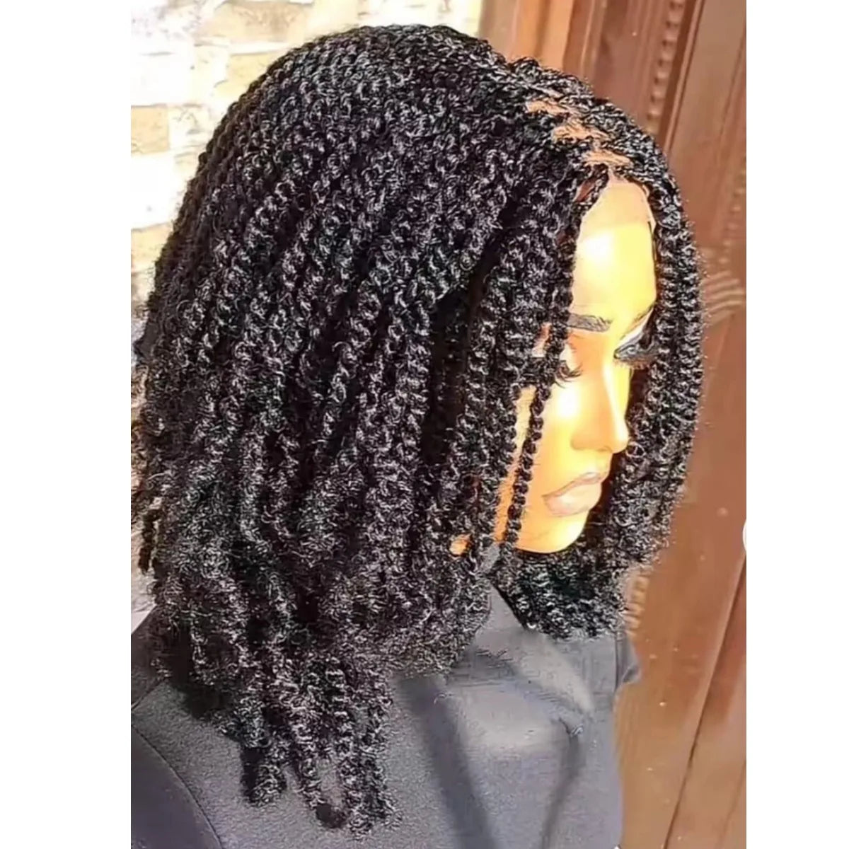 Kinky Twist Short Braided Wig | Sophisticated "Lightweight" Silhouette | Ready-to-Ship Closure Style Braided Lace Wig | "Dignified" High-Performance Kanekalon Fiber for Radiant Versatile Styling