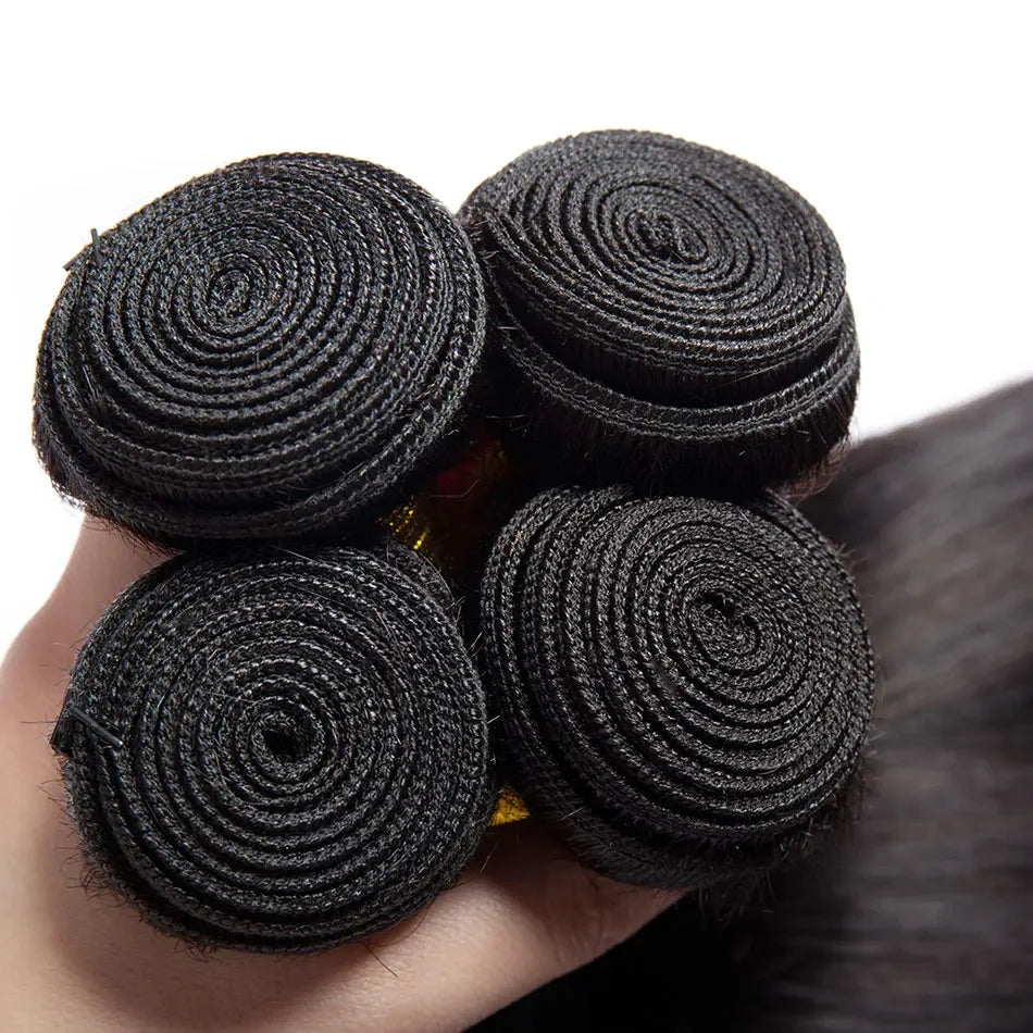 12A Peruvian Straight Bundles | 100% Raw Virgin Human Hair Extensions (Natural Black, 1/3/4 Pcs) Luxegan