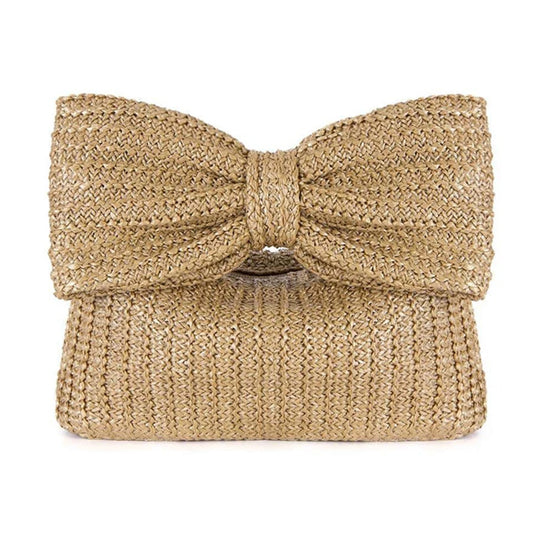 Women's Bow Purse | Summer Straw Woven Clutch Bag & Elegant Handbag Luxegan