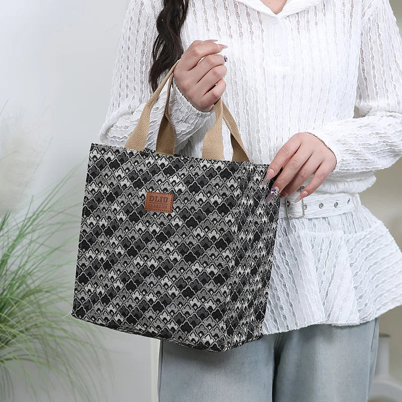 Thickened Jacquard Fabric Large Capacity Portable Bag | Square Storage Bag, Work Commute Handbag & Shopping Tote Luxegan