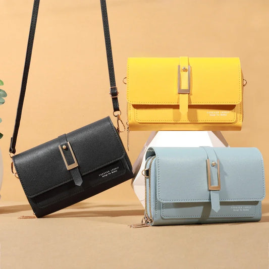 Small Crossbody Shoulder Bag for Women | Sophisticated England Style Cellphone Purse | Elegant PU Leather Card Holder Wallet | Fashion-Forward Box Handbag with Sequined Letter Applique Luxegan