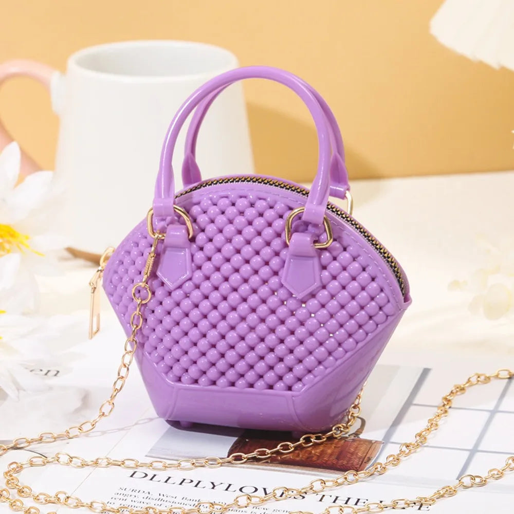 PU Cartoon Hobo Bag | Moderate Hardness Transparent Pearl Shell Crossbody Luxegan