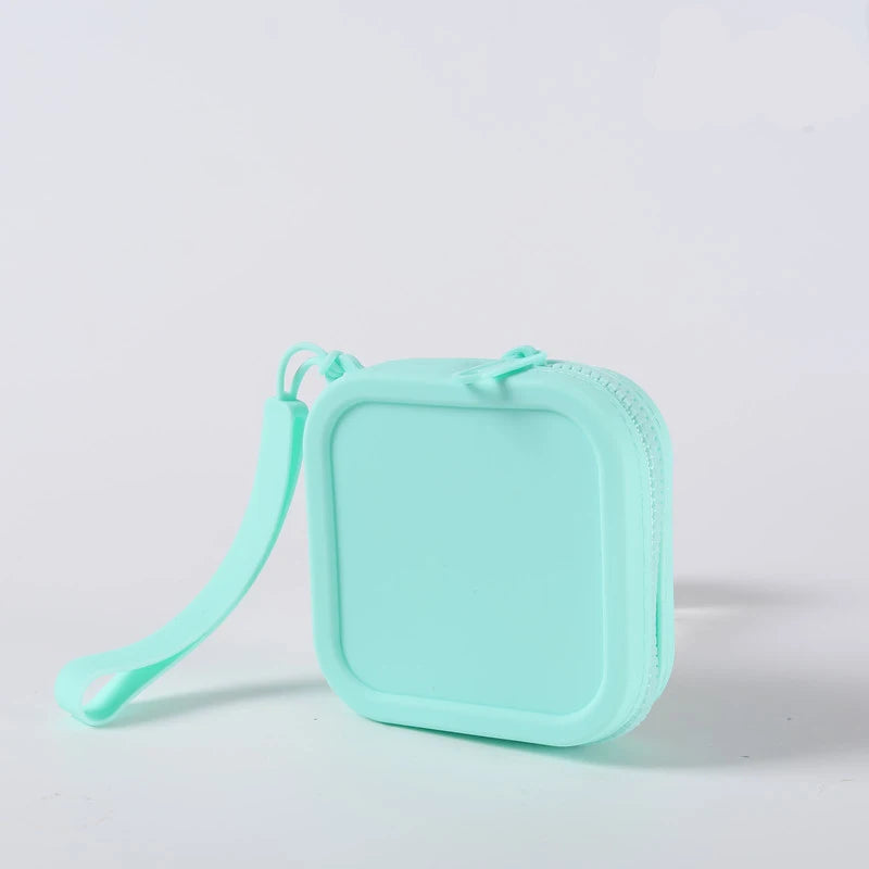 Small Square Waterproof Silicone Wallet | Simple Zipper Organizer Coin Purse & Earphone Bag | Unisex Travel Portable Pouch Luxegan