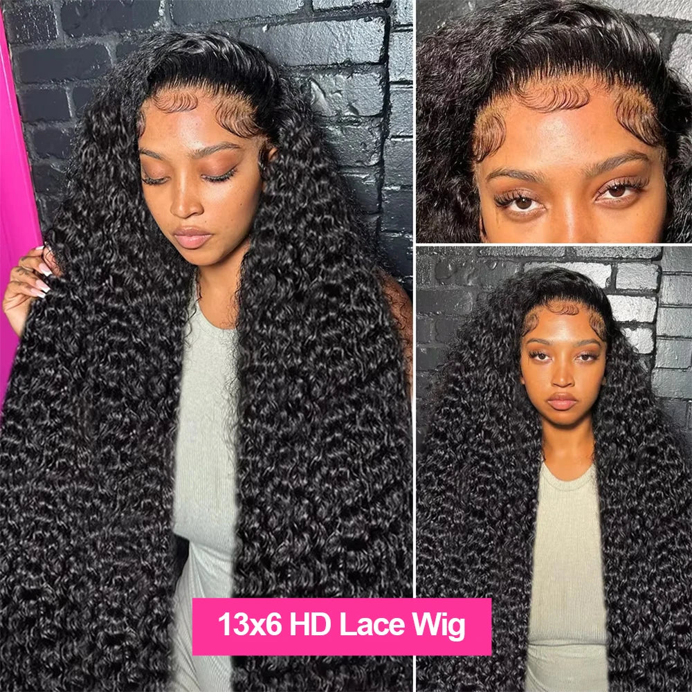 Water Wave Glueless Wig | Sophisticated HD Lace "Wear & Go" Silhouette | Elegant 250% Density Deep Wave Hairpiece | "Dignified" Swiss Lace Brazilian Human Hair Wig for Radiant Versatile Styling Luxegan