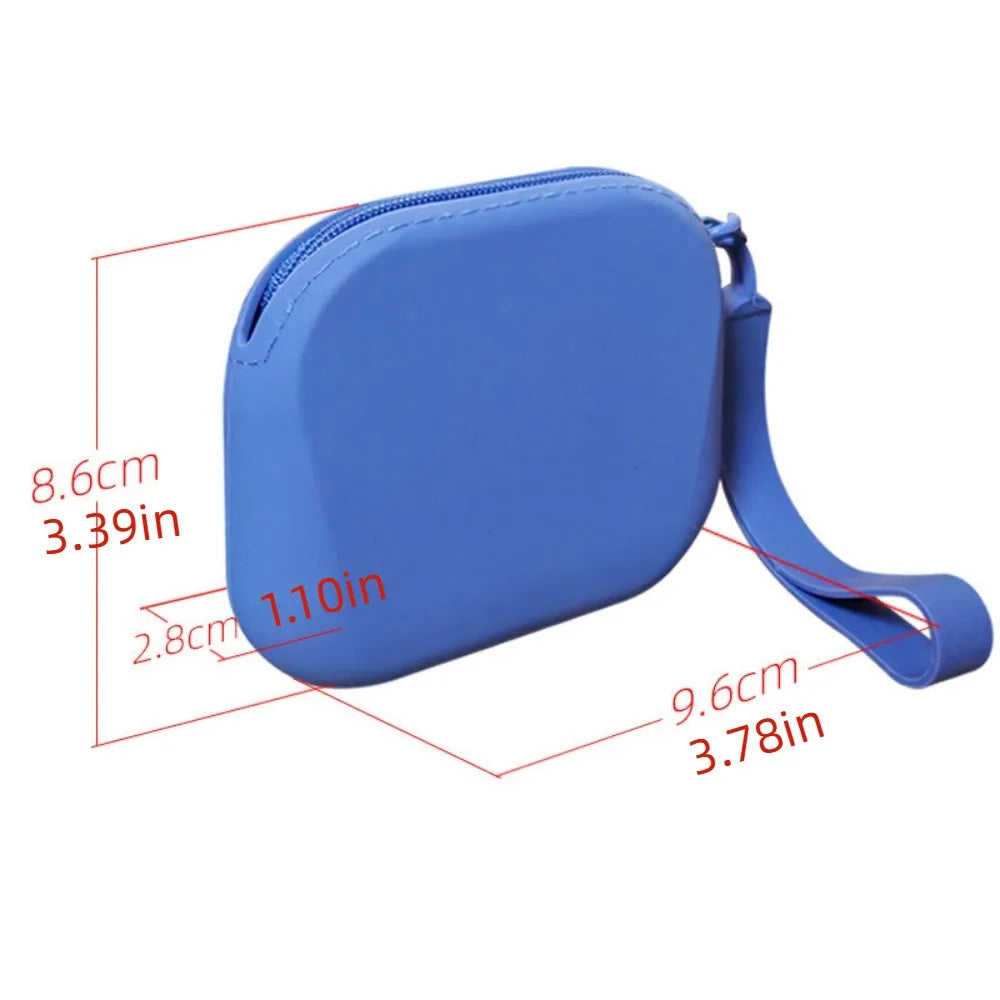 Morandi Color Silicone Cosmetic Bag | Rectangle Large Capacity Multifunction Storage Pouch | Solid Color Zipper Coin Purse Luxegan