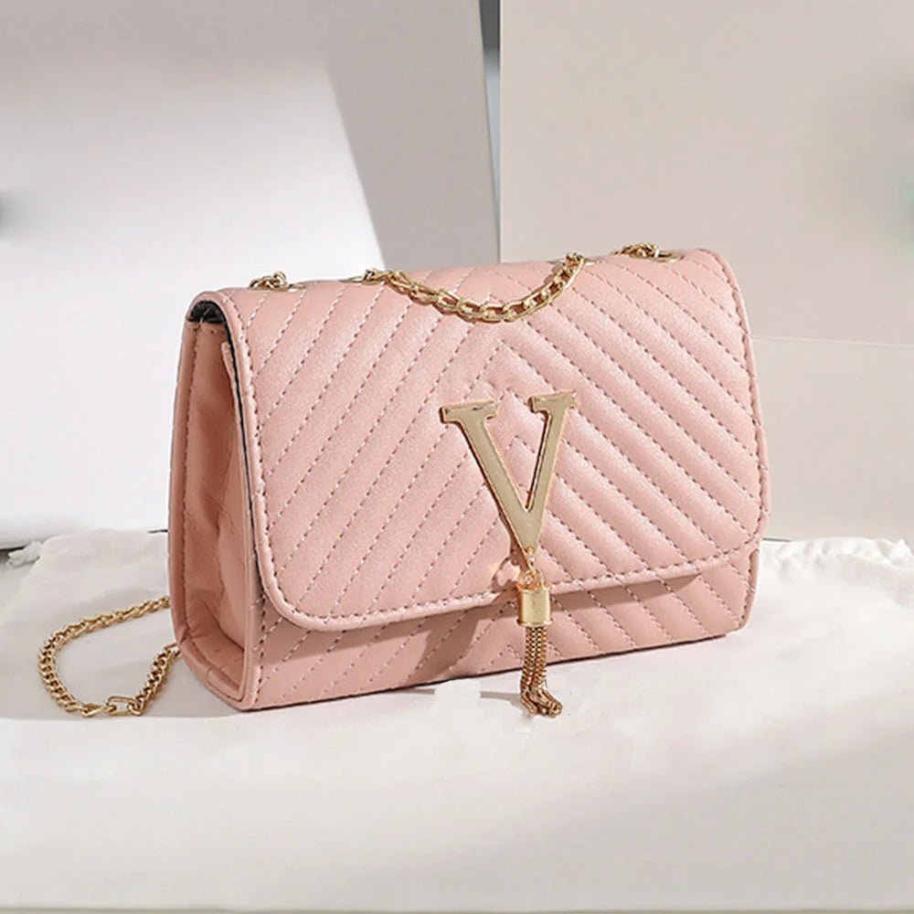 Women’s Trend Luxury Brand Handbag | Sophisticated Sequined & Embroidered Shoulder Bag | Elegant Small PVC Leather Crossbody | Fashion-Forward Flap Purse with Tassel & Chain Accents (Model BLL-846) Luxegan