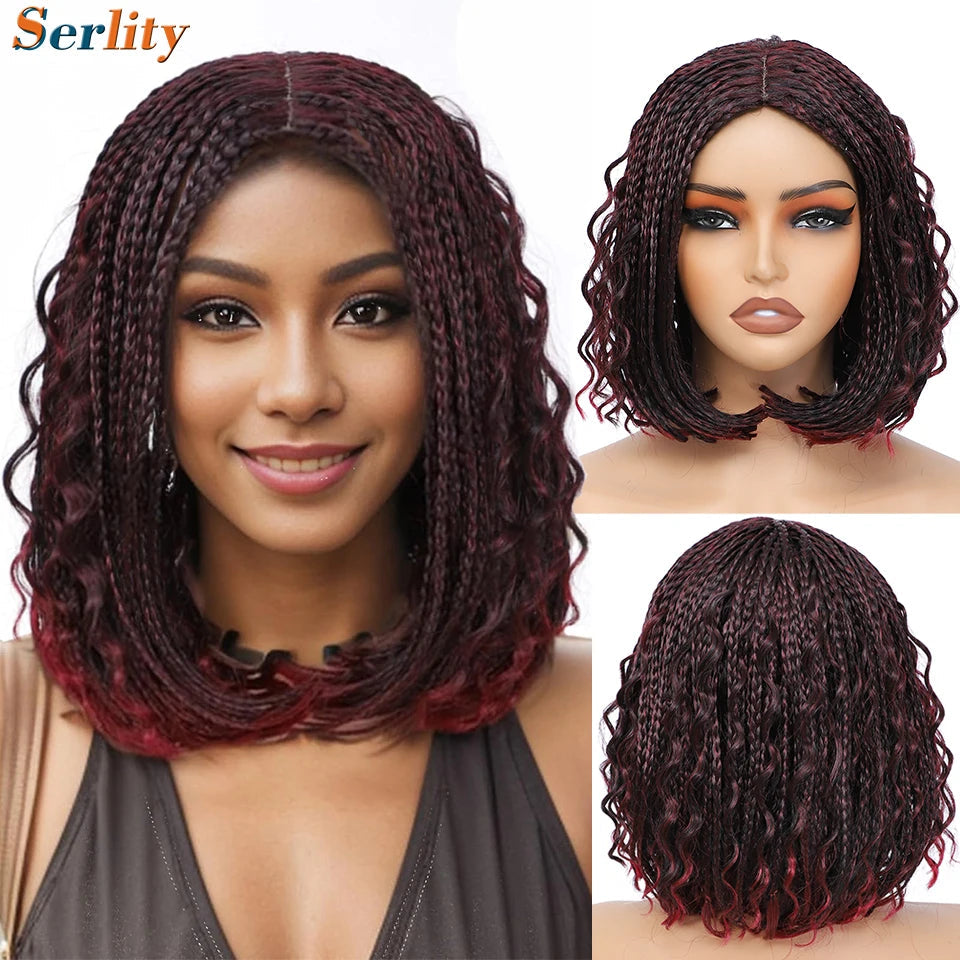 New Style Bob Box Braided Wigs For Black Women 12inches Synthetic Box Braids Crochet Hair Wigs On Sale Clearance Short Black Wig Luxegan