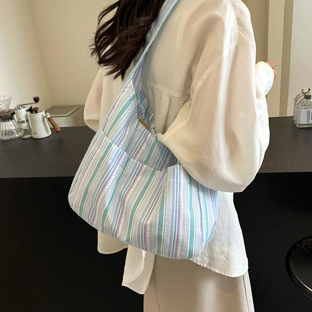 Pleated Striped Cloth Bag | Bento & Storage Bag Luxegan