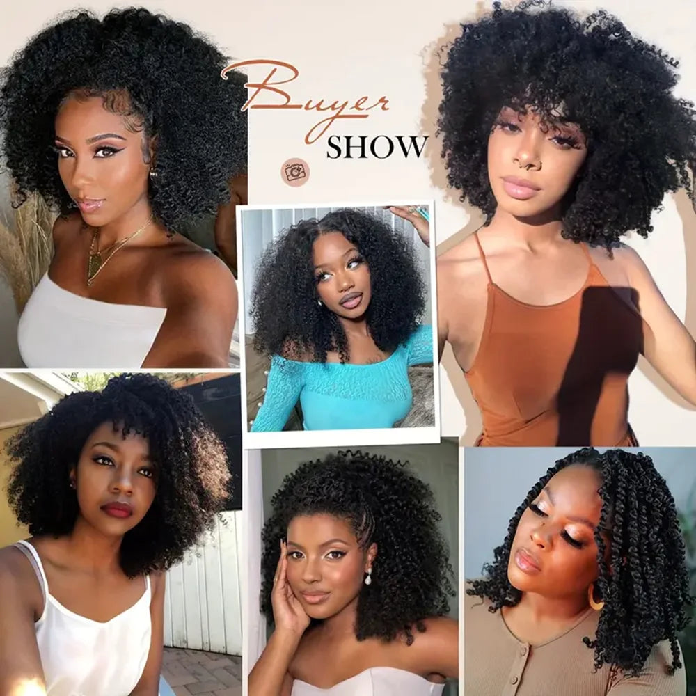 12 Inch Pre-Fluffied Afro Kinky Twist Braiding Hair | Synthetic Bulk Hair Extensions Ombre Colors - view 7