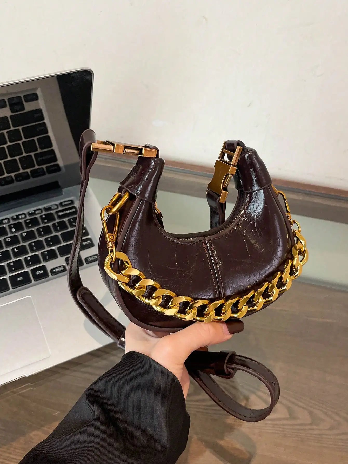 Elegant Hobo Top Handle Bag | Small Minimalist Chain Shoulder Purse Luxegan