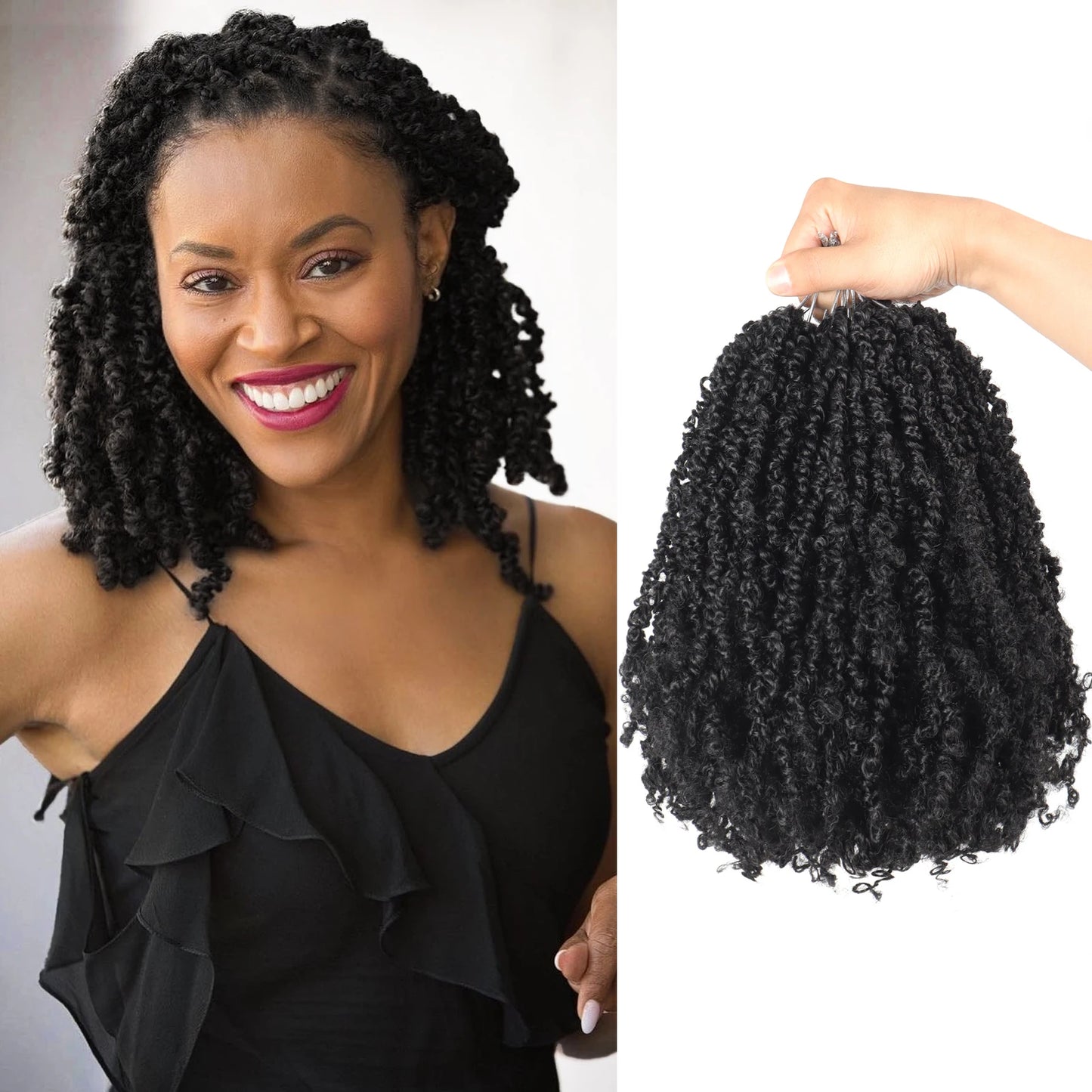 Yanky Twist Crochet Hair – Fluffy Pre-Looped Spring Mini Twist & Passion Twist Braiding Hair (10–14 Inch)
