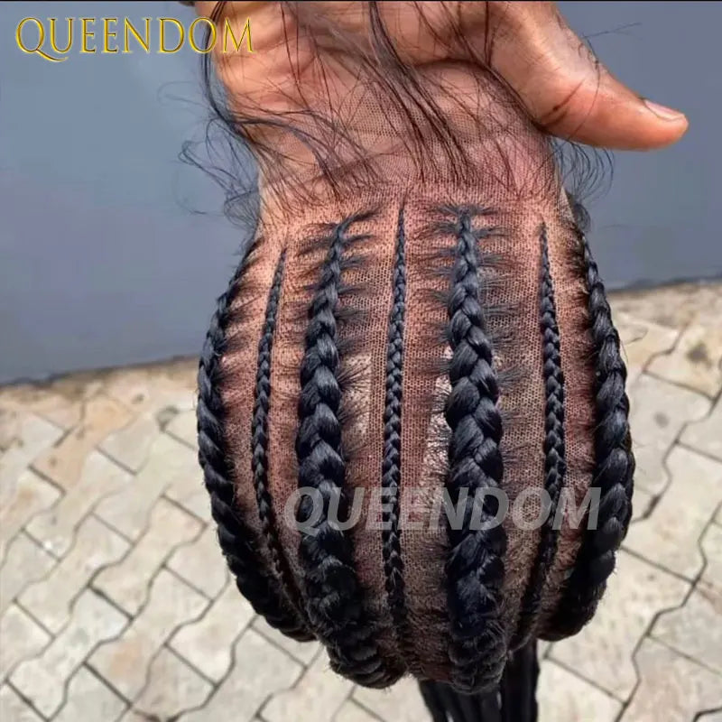 Synthetic Full Lace Cornrow Box Braided Wig 36" Lace Front Wigs Jumbo Braids Wig For Black Africa Women Braids Wig Braiding Wigs Luxegan