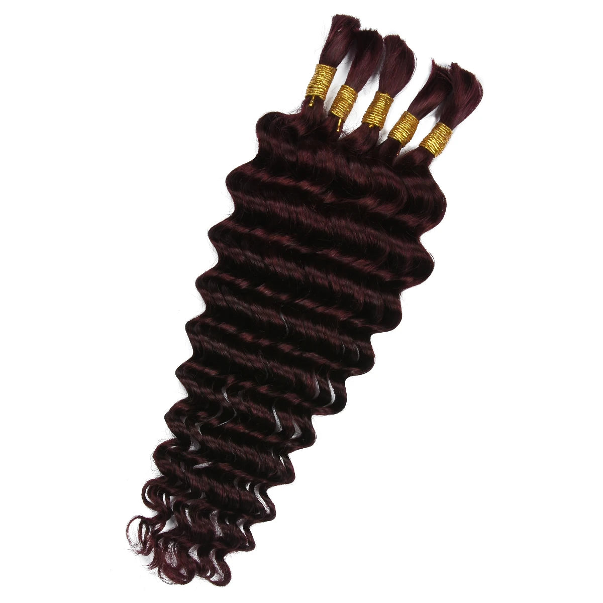 Deep Wave 100% Brazilian Remy Human Hair Bulk for Boho Braids | 99J No Weft Deep Curly Braiding - view 3