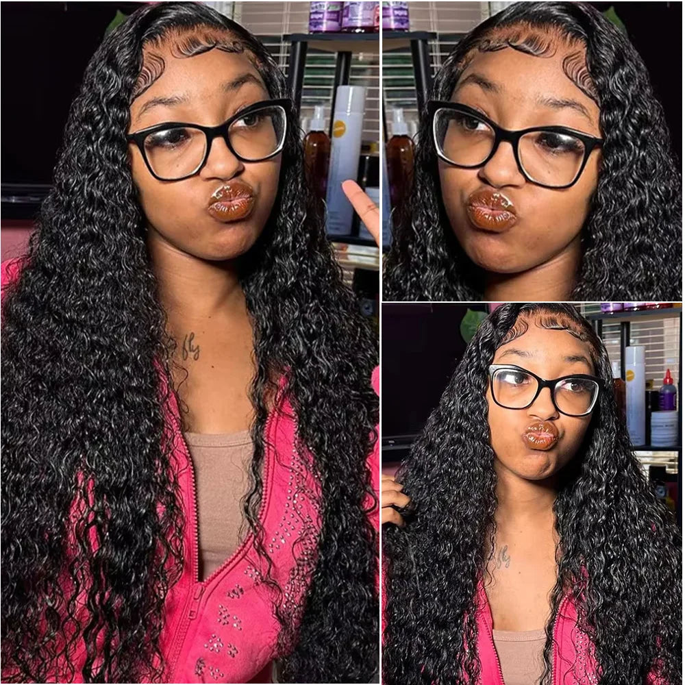 30 & 40-Inch Ultra-Long Deep Wave HD Lace Wig | Sophisticated 200 Density 13x6 & 360 Full Lace | Elegant "Brazilian Remy" Silhouette | "Dignified" Pre-Plucked Water Curly Human Hair for Radiant Versatile Styling Luxegan