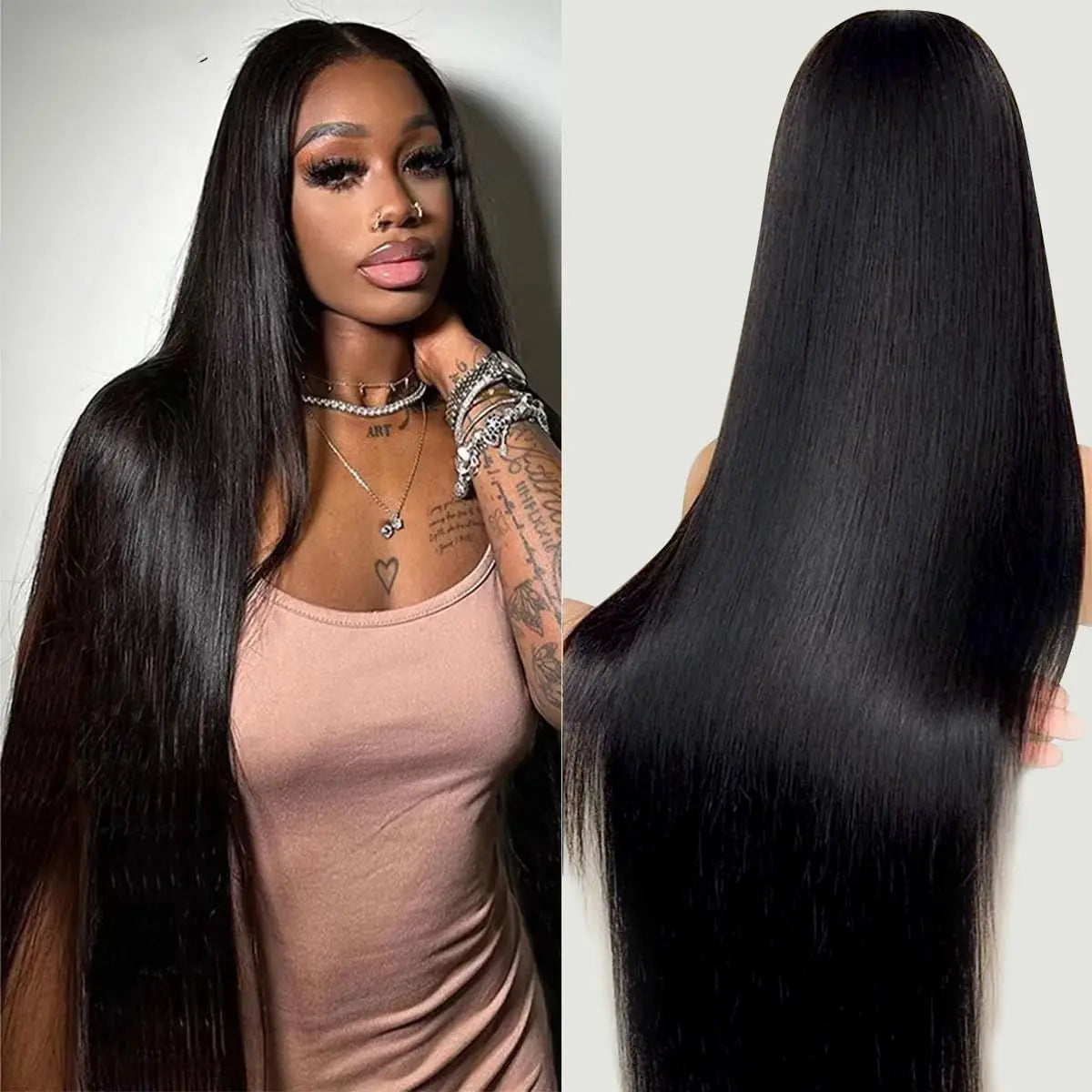 Bone Straight HD Lace Frontal Wig - 13x6 Transparent Swiss Lace Front Wig - Pre-Plucked Glueless Brazilian Remy Human Hair Wig for Women (30-40 Inch On Sale) Luxegan