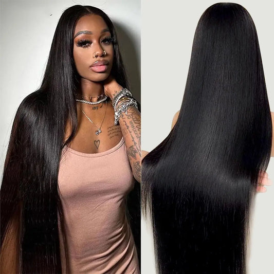 Bone Straight HD Lace Frontal Wig - 13x6 Transparent Swiss Lace Front Wig - Pre-Plucked Glueless Brazilian Remy Human Hair Wig for Women (30-40 Inch On Sale) Luxegan