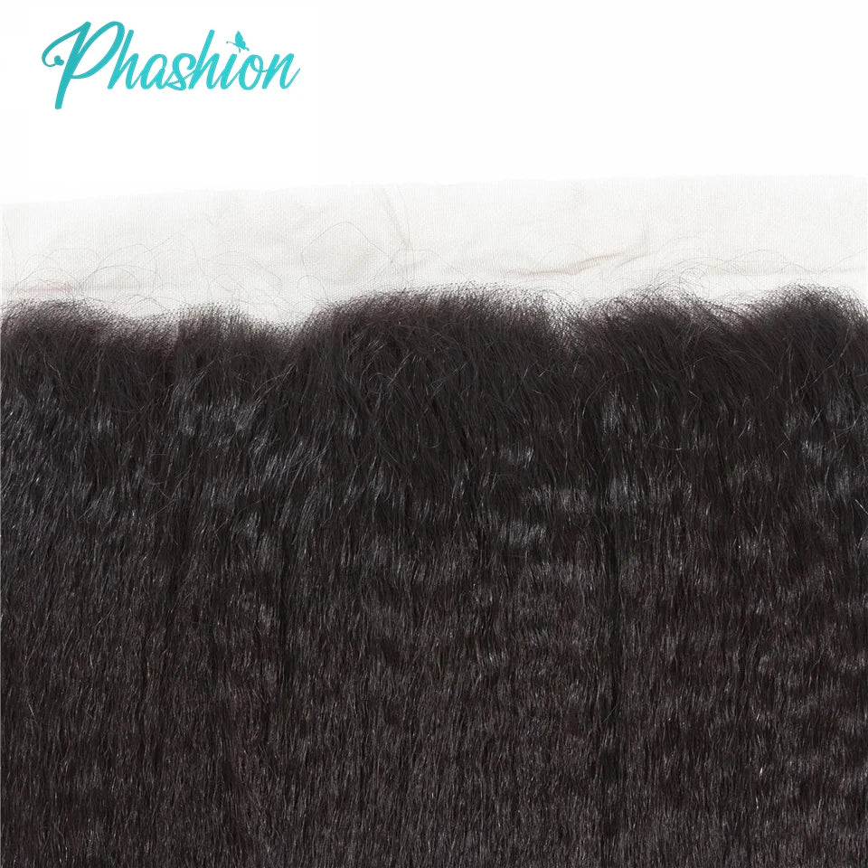 Phashion 13x4 Kinky Straight Lace Frontal Pre Plucked With Baby Hair HD Transparent Yaki 4x4 Closure Remy Human Hair For Women