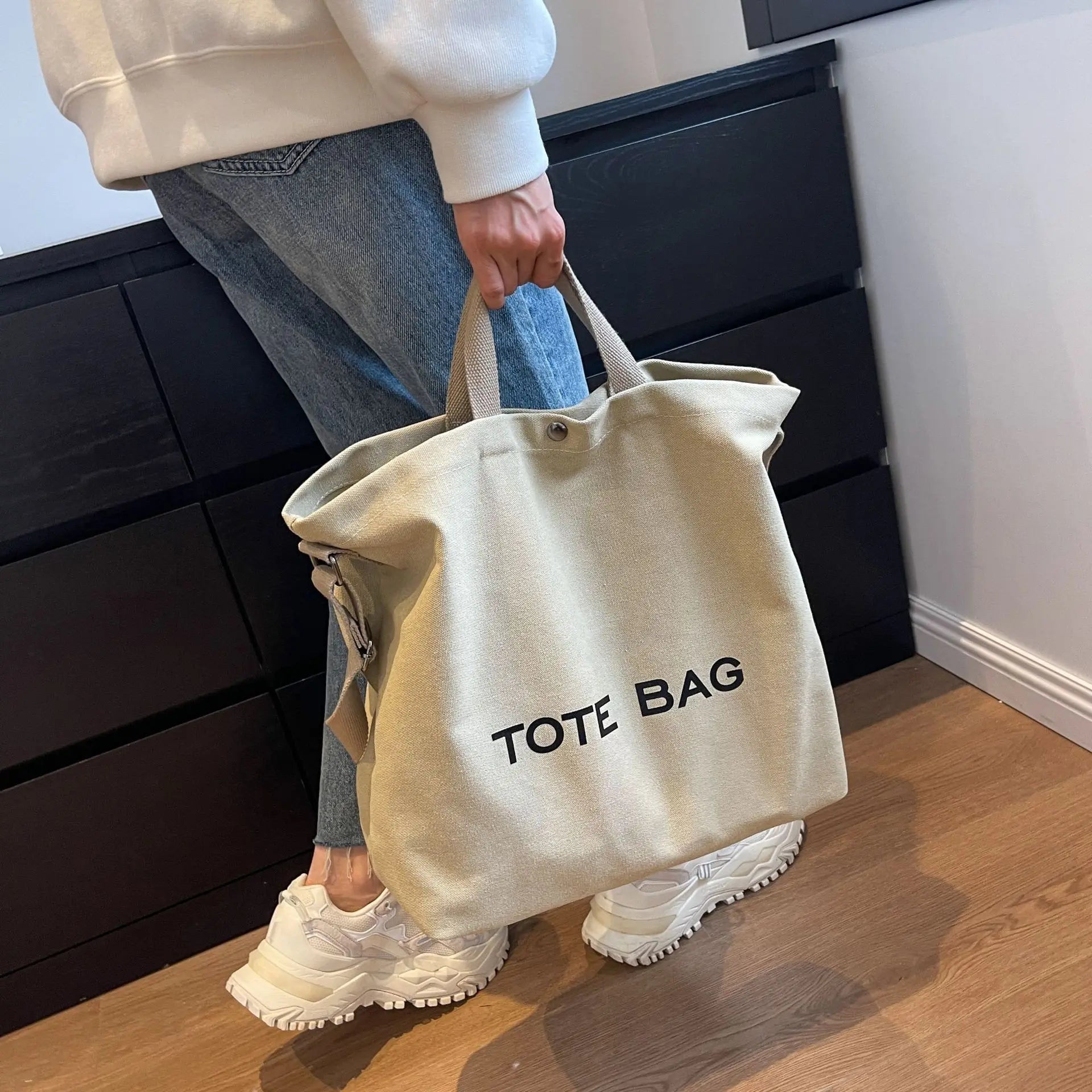 Premium Thickened Canvas Retro Tote | Large Capacity Women’s Commuter Handbag | High-End Sense Student Shoulder Bag with Interior Zipper Pocket Luxegan