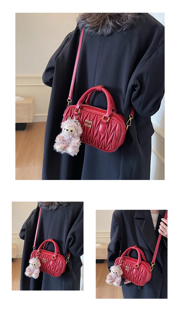 High-End Fashion Bowling Bag | Soft Large Capacity Shoulder Handbag Luxegan