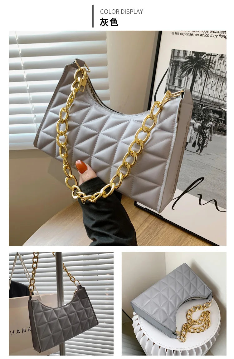 Advanced Diamond Quilted Shoulder Bag | Trendy Chain Handbag Luxegan