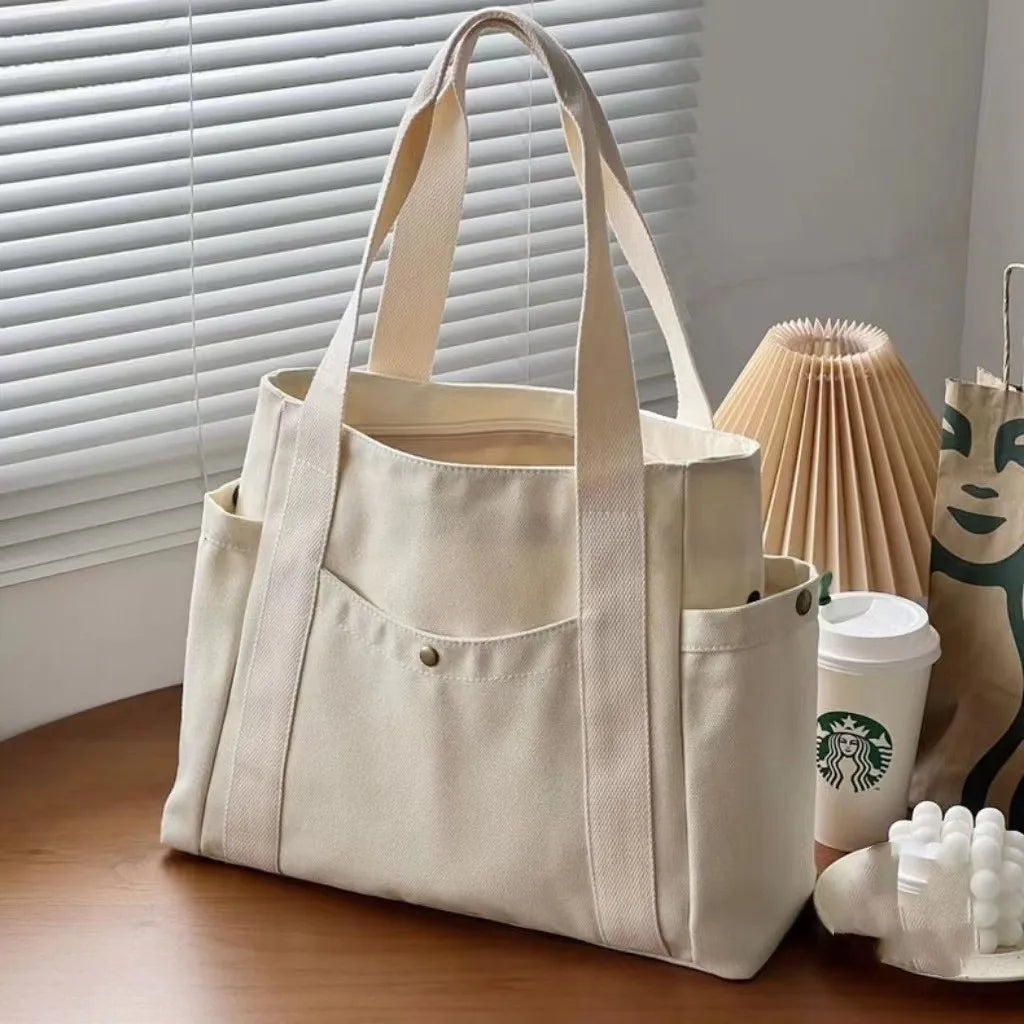 Canvas Bag Female Ins Forest Style | Versatile Shoulder Bag & Large Capacity Book Storage (Student Class Commuter Bag, Portable Cloth Tote) Luxegan