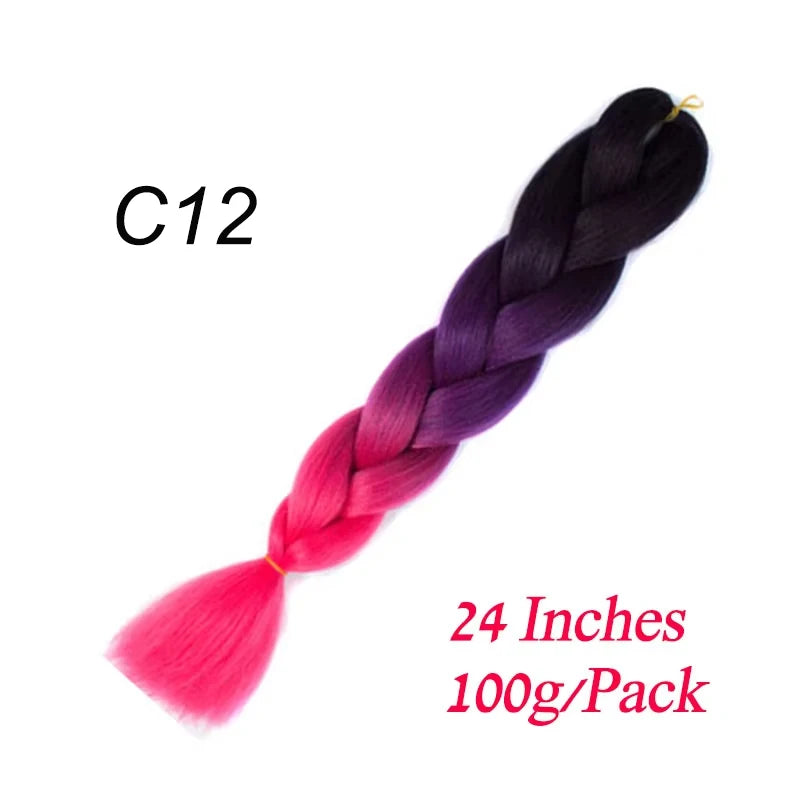 Lihui 24 Inch Pre-Stretched Synthetic Braiding Hair – Kanekalon Jumbo Braid | 100g | 100+ Ombre Colors