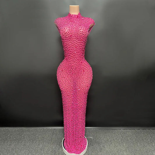 Vestido elegante de fiesta de cristal de lujo para cumpleaños, vestido largo de graduación con diamantes para novia, vestido de fiesta formal de gala para madre