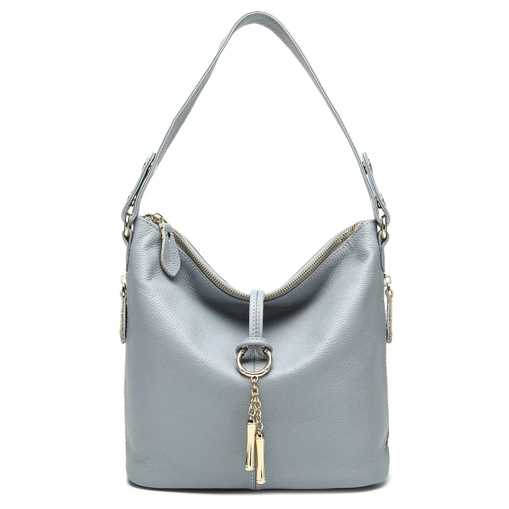 Elegant Women’s White Hobo Handbag | 100% Genuine Cow Leather Shoulder Bag | Luxury Messenger Purse with Charm Lock & Sequined Accents (Model ZC0345) Luxegan