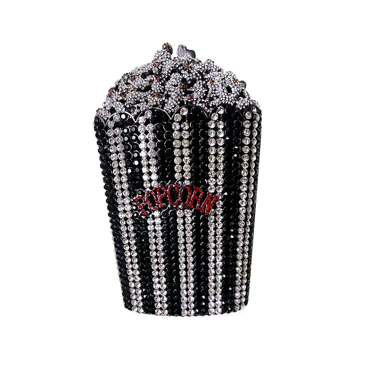 Food-Styling Metal Diamond Purse | Sophisticated Luxury Crystal Evening Bag | Elegant Rhinestone Gala Handbag | "Dignified" Hard-Shell Metallic Minaudière for High-Fashion Parties Luxegan