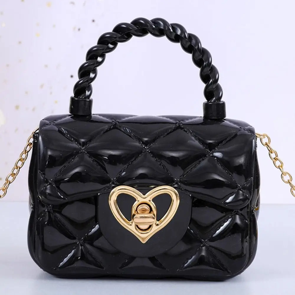 Kids Fashion Heart Shoulder Bag | Girls Mini PU Leather Crossbody & Coin Purse | Luxury Jelly Style Handbag